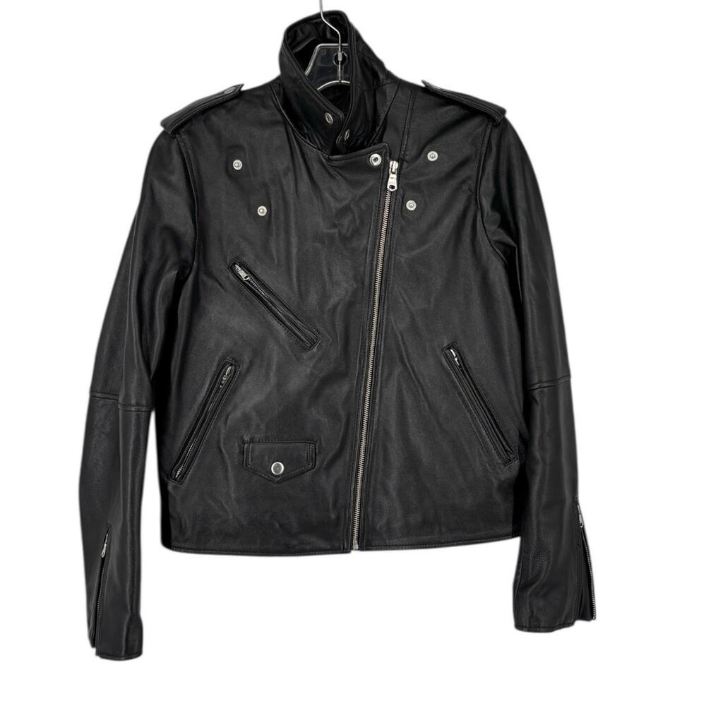Levis Leather Moto‎ Jacket Womens Medium Caviar Black Motorcycle Bikercore - Picture 4 of 16